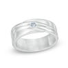 Thumbnail Image 0 of Men's Aquamarine Solitaire  Wedding Band in Sterling Silver