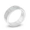 Men's Aquamarine Solitaire  Wedding Band in Sterling Silver