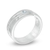 Thumbnail Image 2 of Men's Aquamarine Solitaire  Wedding Band in Sterling Silver