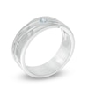 Thumbnail Image 1 of Men's Aquamarine Solitaire  Wedding Band in Sterling Silver