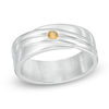 Thumbnail Image 0 of Men's Citrine Solitaire Wedding Band in Sterling Silver