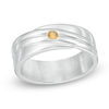 Thumbnail Image 1 of Men's Citrine Solitaire Wedding Band in Sterling Silver
