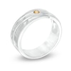 Thumbnail Image 1 of Men's Citrine Solitaire Wedding Band in Sterling Silver
