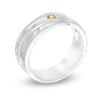 Thumbnail Image 2 of Men's Citrine Solitaire Wedding Band in Sterling Silver