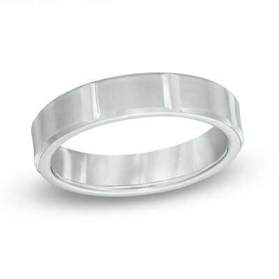 Triton Men's 5.0mm Comfort Fit Grooved Tungsten Carbide Wedding Band - Size 10
