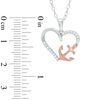 Thumbnail Image 2 of 0.10 CT. T.W. Diamond Heart with Side Anchor Pendant in Sterling Silver and 14K Rose Gold Plate