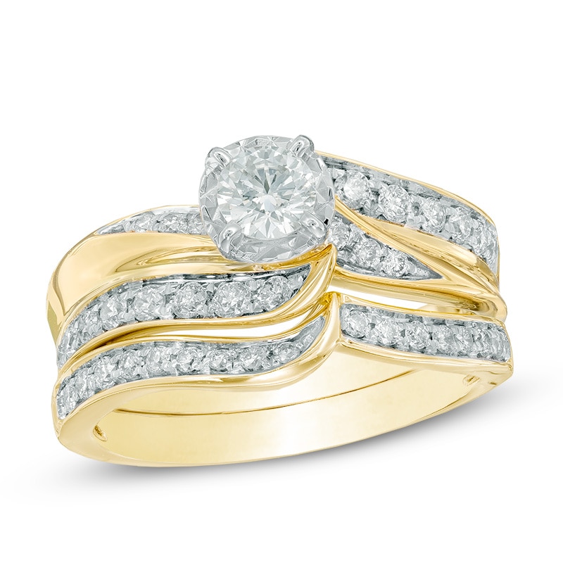 1.00 CT. T.W. Diamond Swirl Bridal Set in 10K Gold