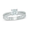 Thumbnail Image 1 of Celebration Canadian Lux® 1.00 CT. T.W. Certified Diamond Double Row Shank Engagement Ring in 14K White Gold (I/SI2)