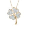 Thumbnail Image 1 of 0.069 CT. T.W. Diamond Heart-Shaped Clover Pendant in 10K Gold