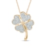 Thumbnail Image 0 of 0.069 CT. T.W. Diamond Heart-Shaped Clover Pendant in 10K Gold