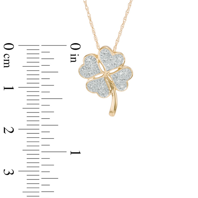 Main Image 2 of 0.069 CT. T.W. Diamond Heart-Shaped Clover Pendant in 10K Gold