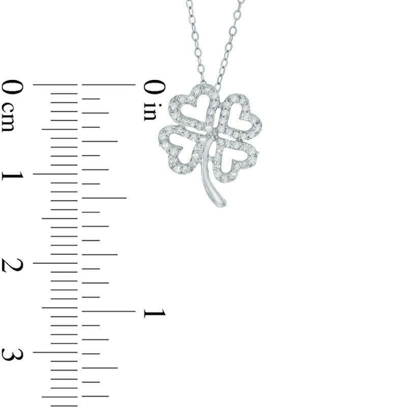 0.15 CT. T.W. Diamond Heart-Shaped Clover Outline Pendant in 10K White Gold - 17"