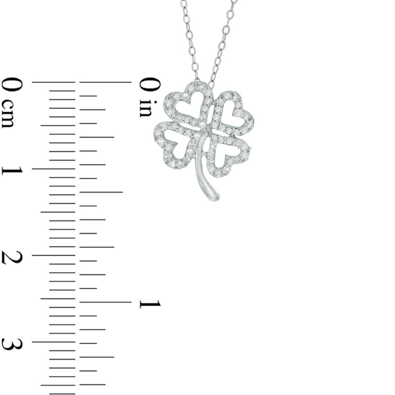 Main Image 2 of 0.15 CT. T.W. Diamond Heart-Shaped Clover Outline Pendant in 10K White Gold - 17"