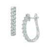 Thumbnail Image 0 of 0.18 CT. T.W. Diamond Double Row Cascading Hoop Earrings in 10K White Gold