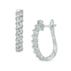 Thumbnail Image 1 of 0.18 CT. T.W. Diamond Double Row Cascading Hoop Earrings in 10K White Gold