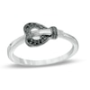 Thumbnail Image 1 of Black Diamond Accent Heart-Shaped Buckle Ring in Sterling Silver