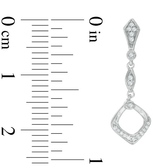 0.15 CT. T.W. Diamond Open Square Drop Earrings in Sterling Silver