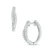 Thumbnail Image 1 of 0.23 CT. T.W. Diamond Hoop Earrings in 10K White Gold