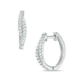 0.23 CT. T.W. Diamond Hoop Earrings in 10K White Gold