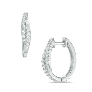 0.25 CT. T.W. Baguette Diamond Hoop Earrings in 10K White Gold