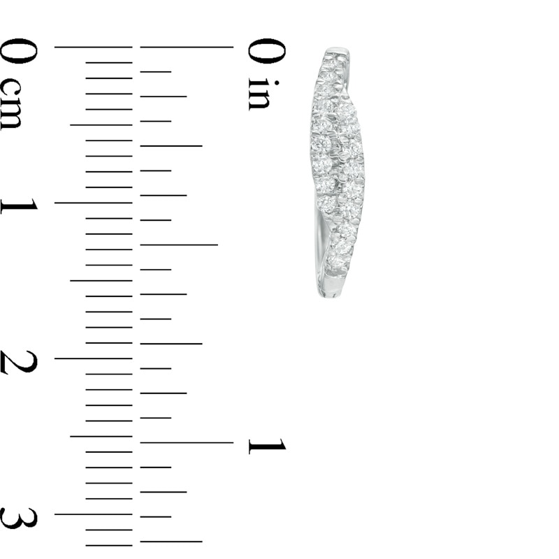 Main Image 2 of 0.23 CT. T.W. Diamond Hoop Earrings in 10K White Gold