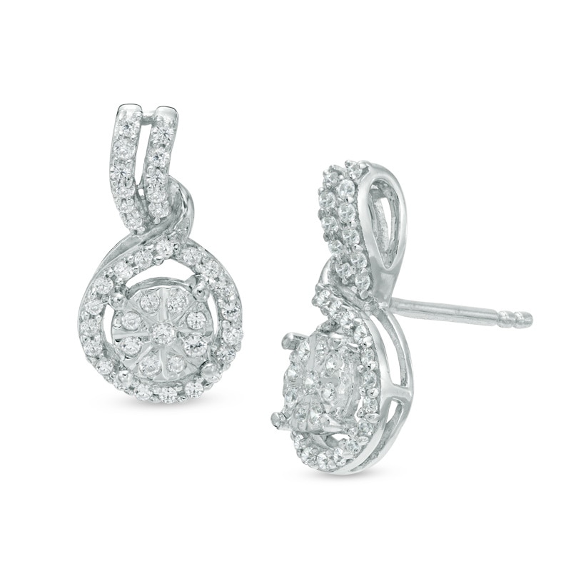 0.30 CT. T.W. Composite Diamond Frame Drop Earrings in 10K White Gold|Peoples Jewellers
