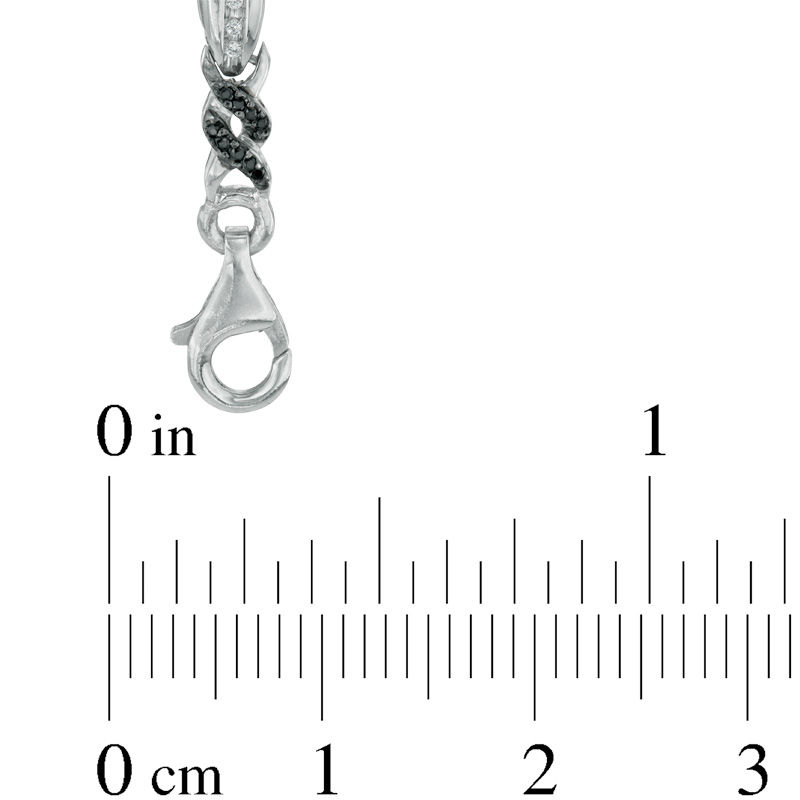 Main Image 2 of 0.70 CT. T.W. Enhanced Black and White Diamond Five Stone Station Bracelet in Sterling Silver - 7.5&quot;