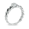 Thumbnail Image 2 of 0.15 CT. T.W. Enhanced Black and White Diamond Flower with Petals Ring in Sterling Silver