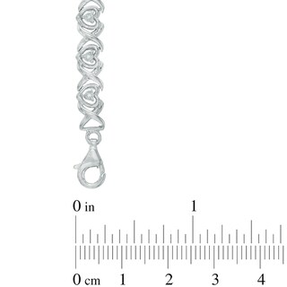 Diamond Accent Heart with "X" Link Bracelet in Sterling Silver - 7.5"