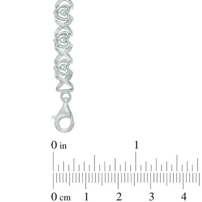 Diamond Accent Heart with "X" Link Bracelet in Sterling Silver - 7.5"