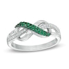 Thumbnail Image 0 of 0.18 CT. T.W. Enhanced Green and White Diamond Infinity Ring in Sterling Silver