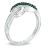 Thumbnail Image 1 of 0.18 CT. T.W. Enhanced Green and White Diamond Infinity Ring in Sterling Silver