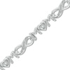 Thumbnail Image 0 of Diamond Accent Alternating "MOM" Infinity Link Bracelet in Sterling Silver - 7.5"