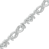 Thumbnail Image 1 of Diamond Accent Alternating "MOM" Infinity Link Bracelet in Sterling Silver - 7.5"