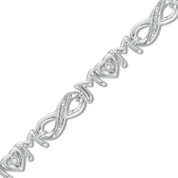 Diamond Accent Alternating "MOM" Infinity Link Bracelet in Sterling Silver - 7.5"