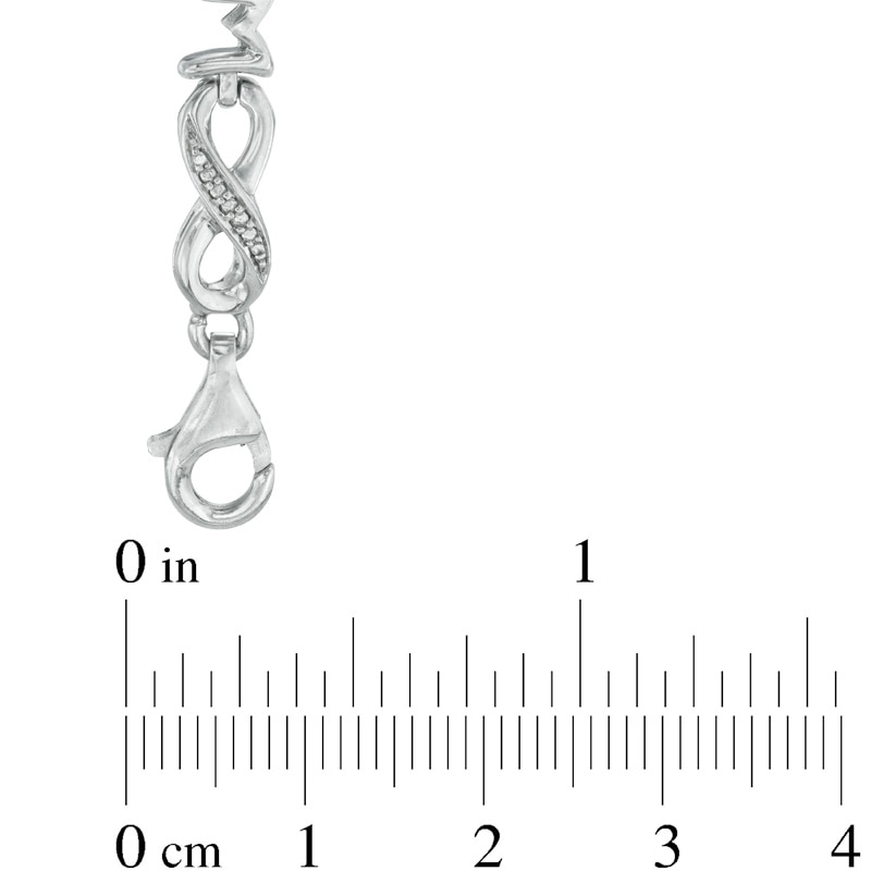 Diamond Accent Alternating "MOM" Infinity Link Bracelet in Sterling Silver - 7.5"