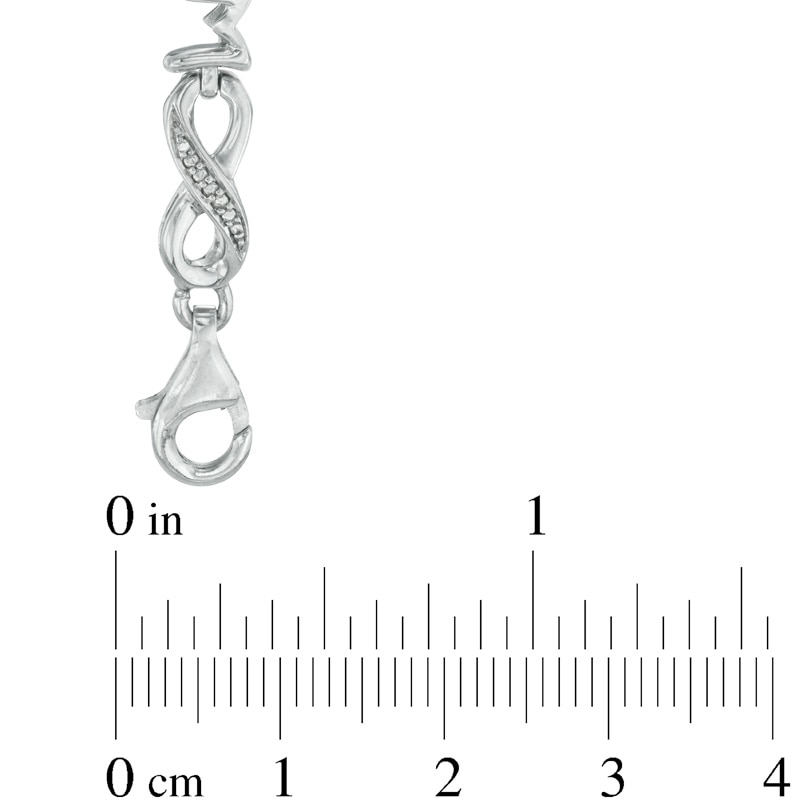 Main Image 2 of Diamond Accent Alternating "MOM" Infinity Link Bracelet in Sterling Silver - 7.5"