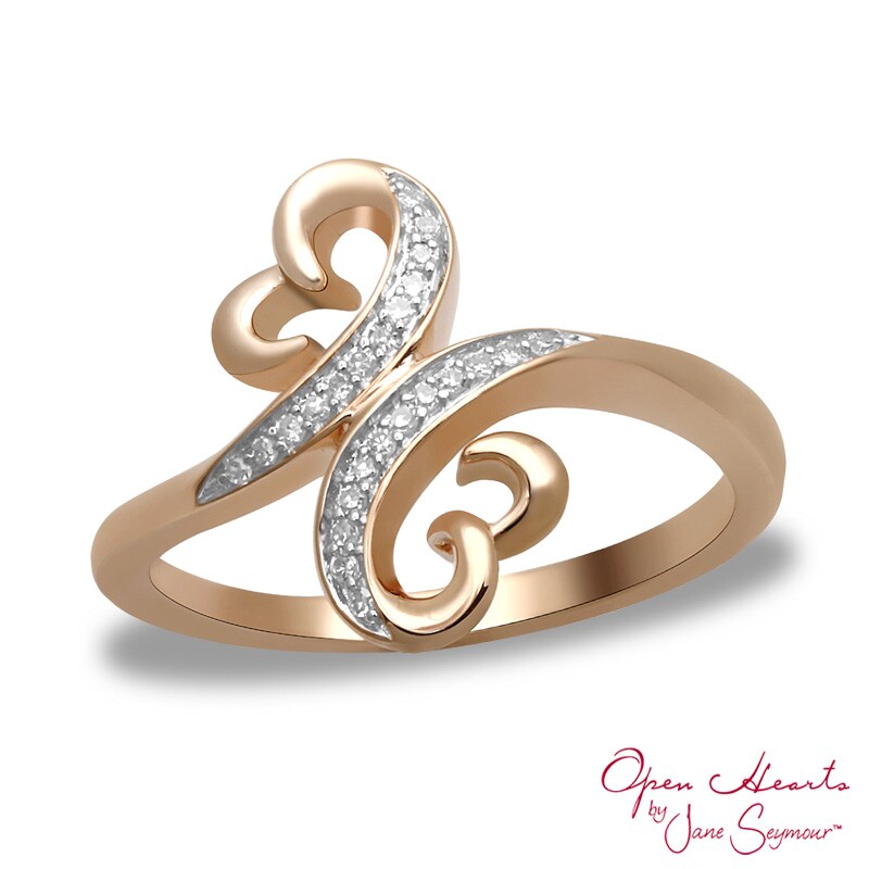 Main Image 1 of Open Hearts by Jane Seymour™ Diamond Accent Looping Ring in 10K Rose Gold