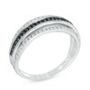Thumbnail Image 2 of 0.18 CT. T.W. Champagne and White Diamond Multi-Row Band in Sterling Silver