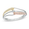 Thumbnail Image 0 of 0.09 CT. T.W. Diamond Interlocking Ring in Sterling Silver and 10K Two-Tone Gold