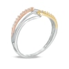 0.09 CT. T.W. Diamond Interlocking Ring in Sterling Silver and 10K Two-Tone Gold