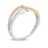 Thumbnail Image 1 of 0.09 CT. T.W. Diamond Interlocking Ring in Sterling Silver and 10K Two-Tone Gold