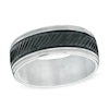 Thumbnail Image 0 of Men's 8.0mm Faceted Comfort Fit Wedding Band in Sterling Silver