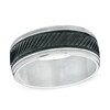 Thumbnail Image 0 of Men's 8.0mm Faceted Comfort Fit Wedding Band in Sterling Silver