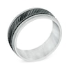 Thumbnail Image 1 of Men's 8.0mm Faceted Comfort Fit Wedding Band in Sterling Silver