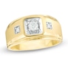 Thumbnail Image 0 of Men's 0.33 CT. T.W. Octagonal Frame Three Stone Ring in 10K Gold