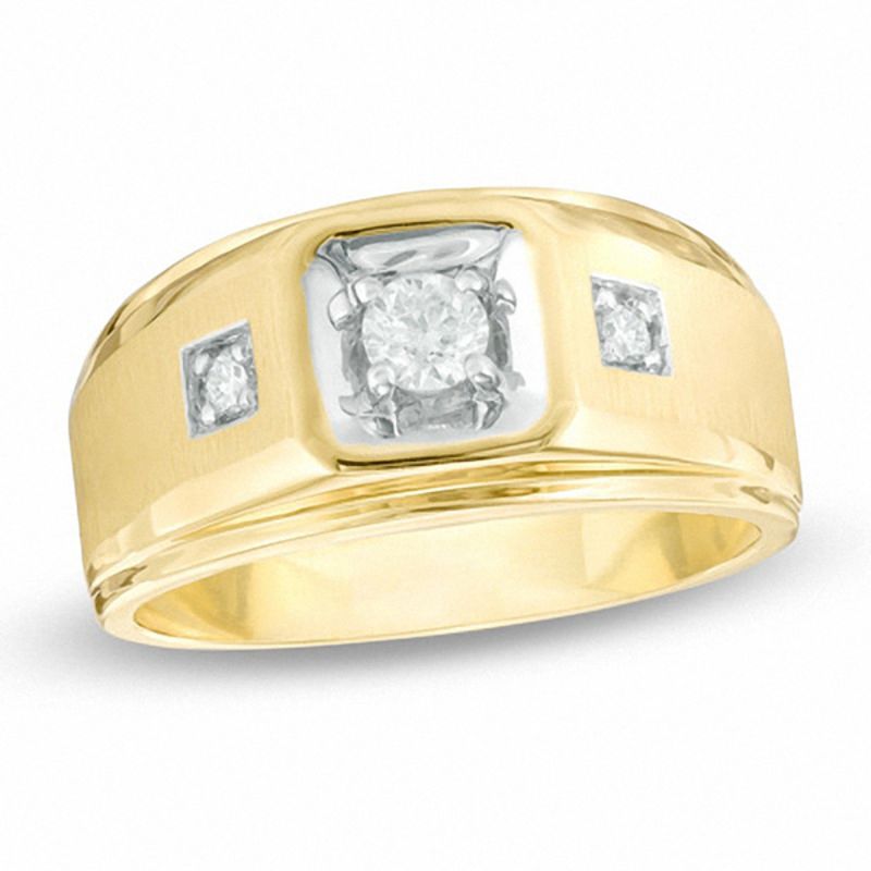 Mens three on sale stone ring