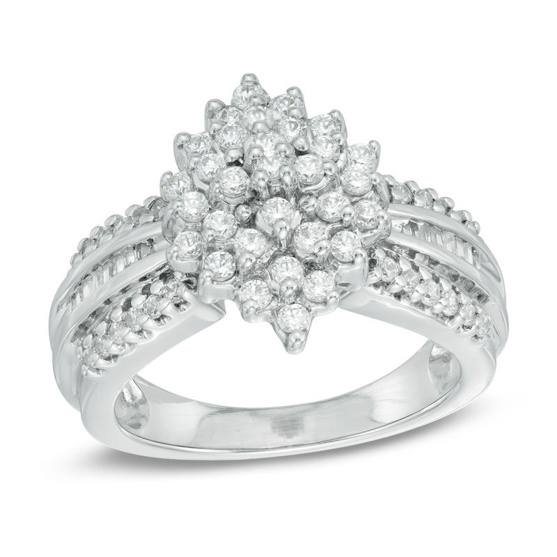 0.45 CT. T.W. Diamond Marquise Cluster Ring in Sterling Silver