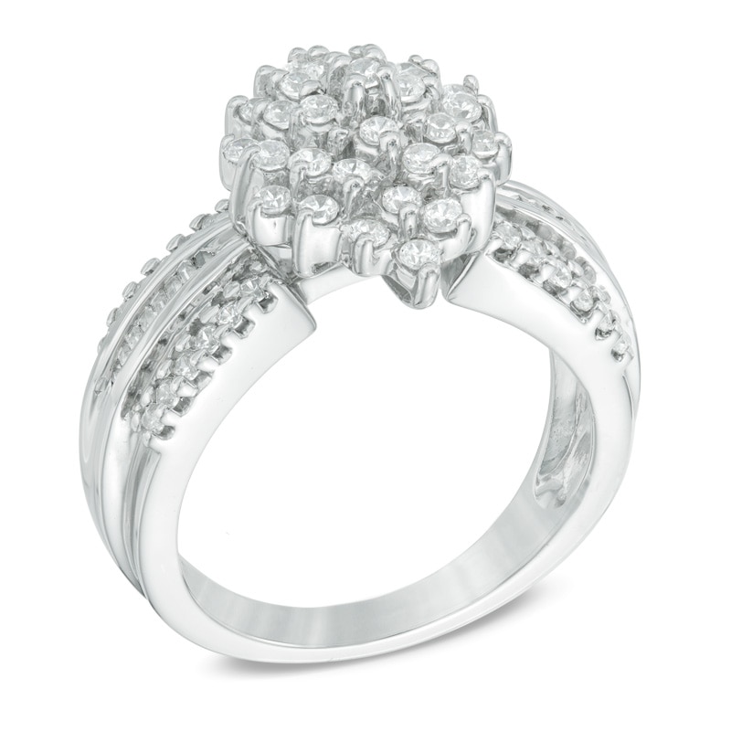 0.45 CT. T.W. Diamond Marquise Cluster Ring in Sterling Silver