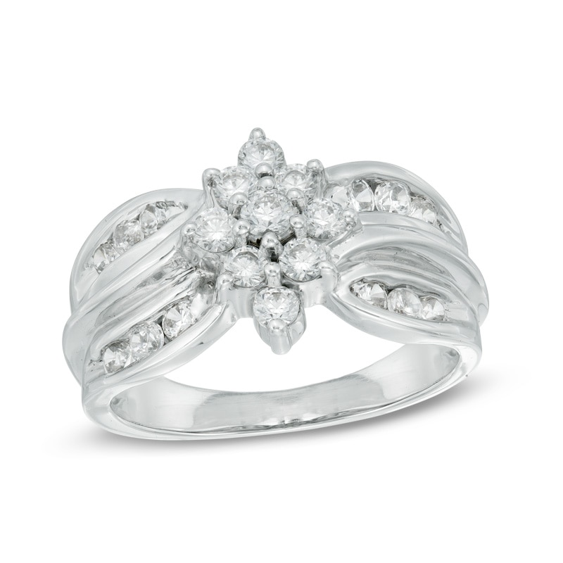 1.00 CT. T.W. Diamond Marquise Cluster Ring in 10K White Gold|Peoples Jewellers